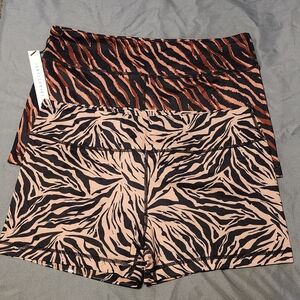 Stylish Zebra Print Women's Athletic Shorts - Black and Brown